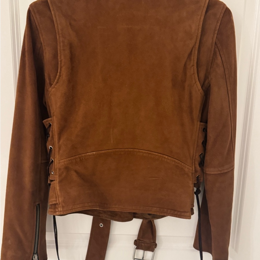 All Saints Brown Suede Women's Biker Jacket - Picture 3 of 5
